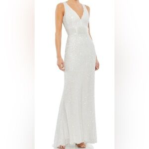 Mac Duggal V-Neck sequin gown